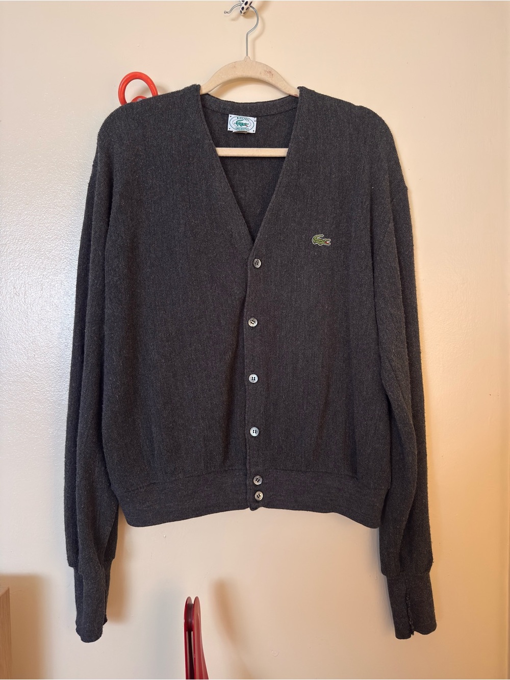 Vintage Lacoste Knit Cardigan - Dark Gray